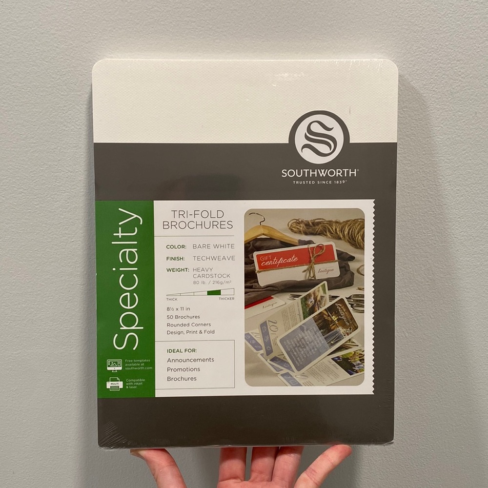 NWT Southworth Tri Fold Borchures Heavy Cardstock